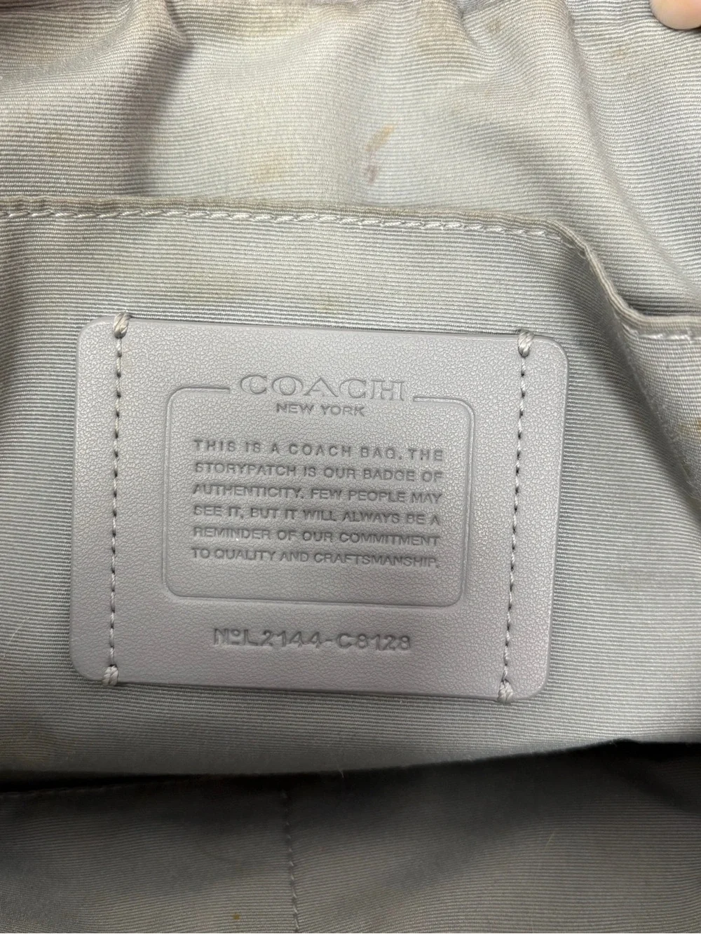 Coach Signature Messenger Crossbody Bag White Gray Orange C8728
